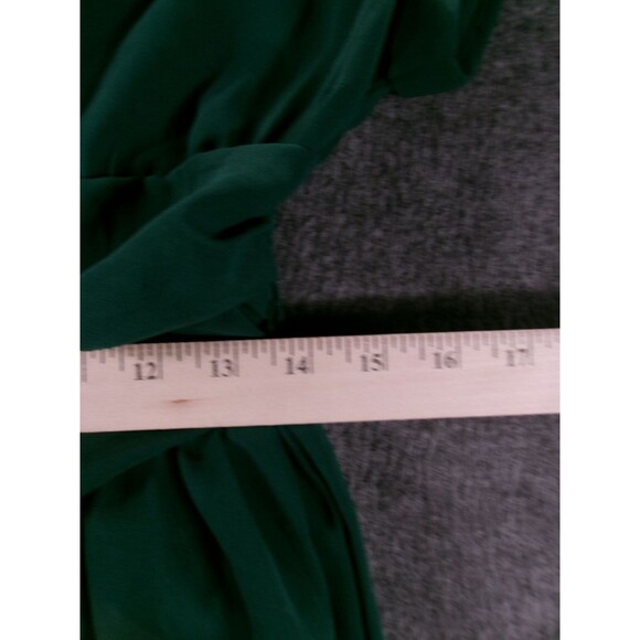 GOMORN Dress Women XL Green Wrap V Neck Smocked Waist Maxi Cap Sleeve Fit - Picture 4 of 11